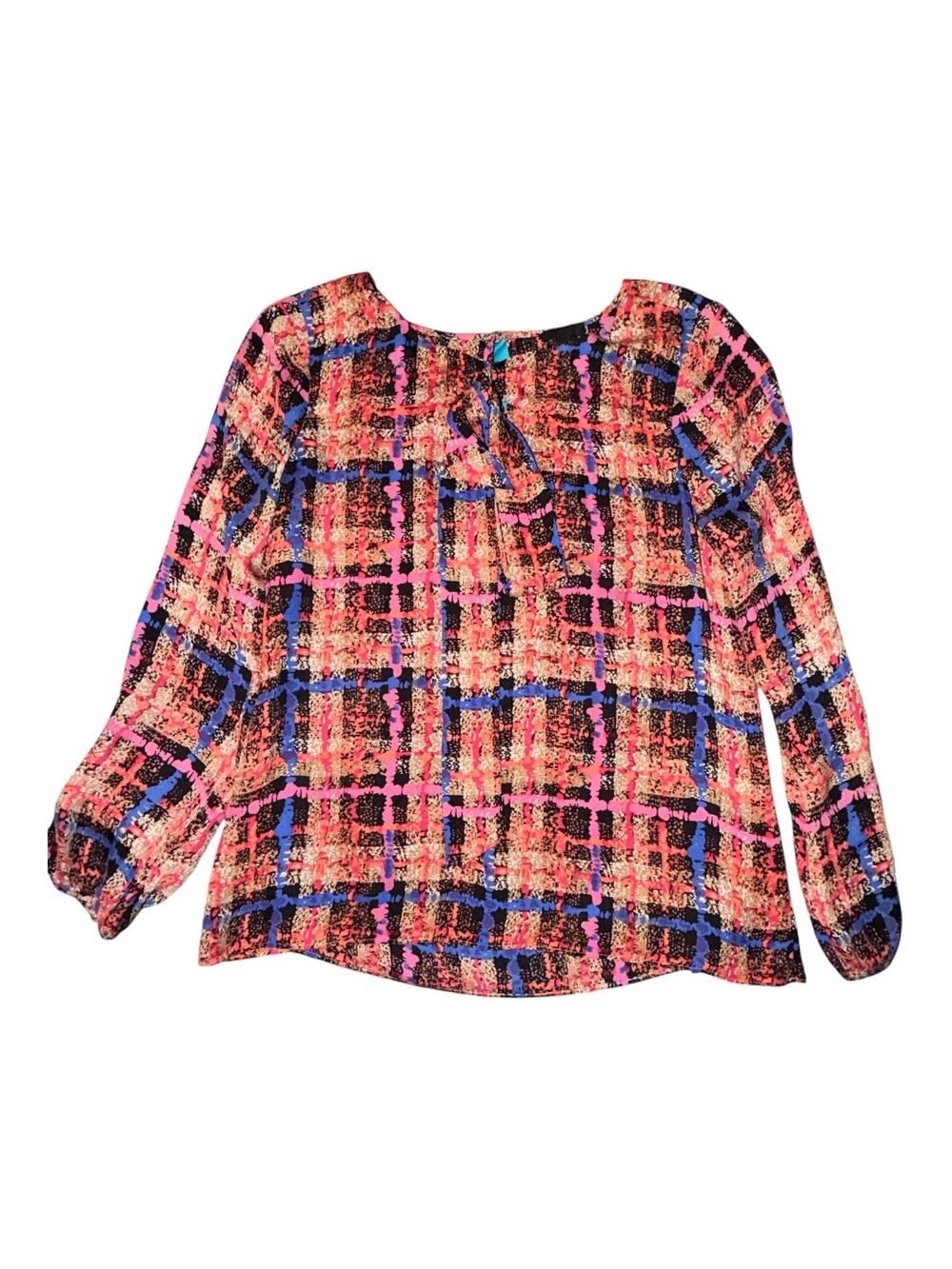 J. Crew Women's Size 6 100% Silk Multicolor Blouse With Bow